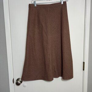 Calvin Klein Vintage Brown Wool Midi Skirt Women's Size 12 1960-1970